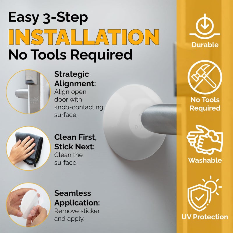 Ducki Wall Protectors -4 Pack White- Self Adhesive, Reusable Solution for Stopping Wall Damage & Noise from Doors, Refrigerators & More in Your Home or Office - Durable, Shock Absorbent & Discreet - Image 3